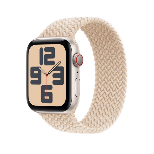 Beige Braided Solo Loop Apple Watch Straps - Full View