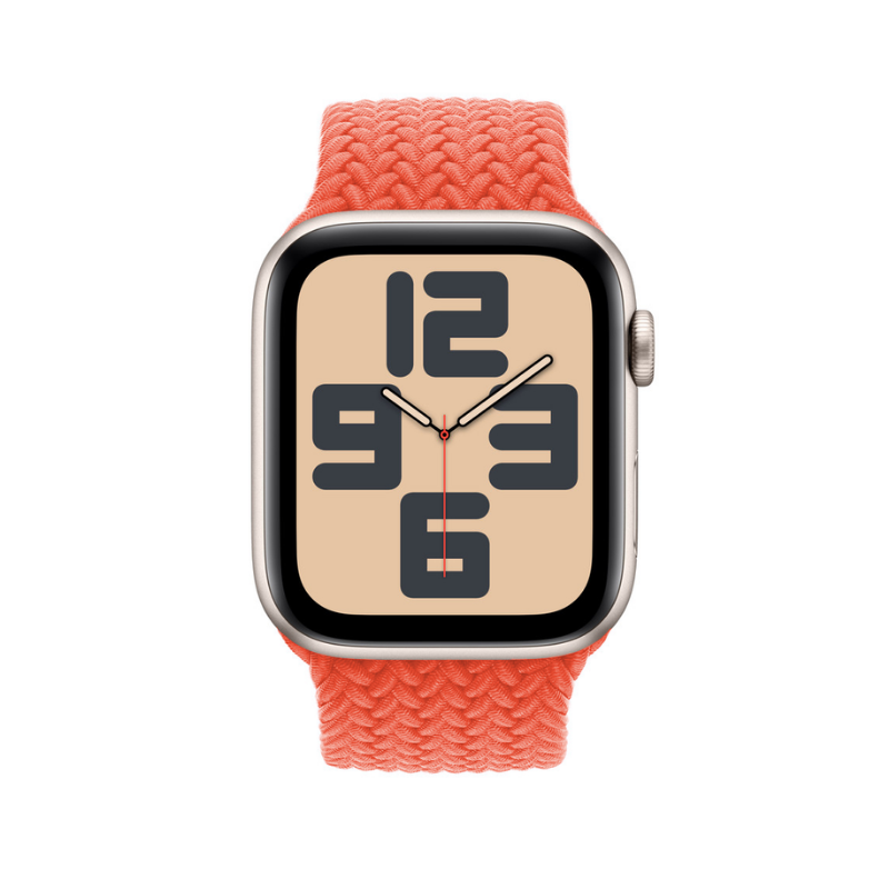 Electric Orange Braided Solo Loop Apple Watch Straps - Side View