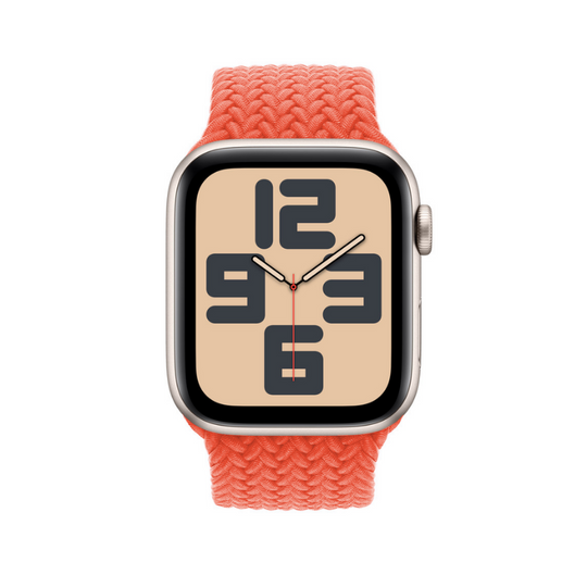 Electric Orange Braided Solo Loop Apple Watch Straps - Side View