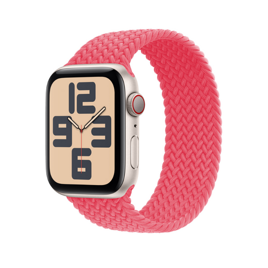 Pink Braided Solo Loop Apple Watch Straps - Full View