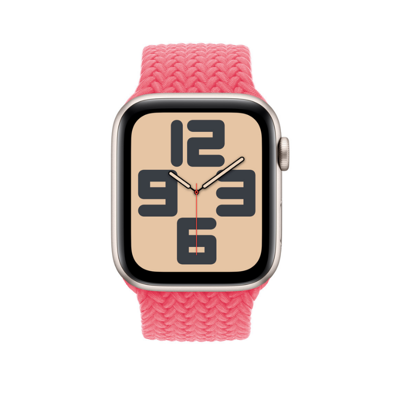 Pink Braided Solo Loop Apple Watch Straps - Side View