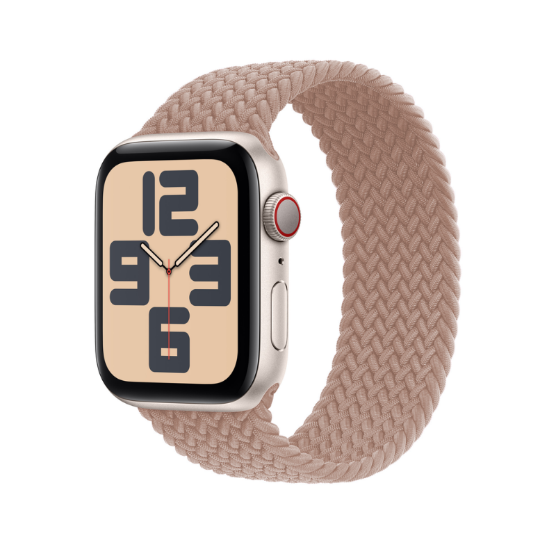 Sand Pink Braided Solo Loop Apple Watch Straps - Full View