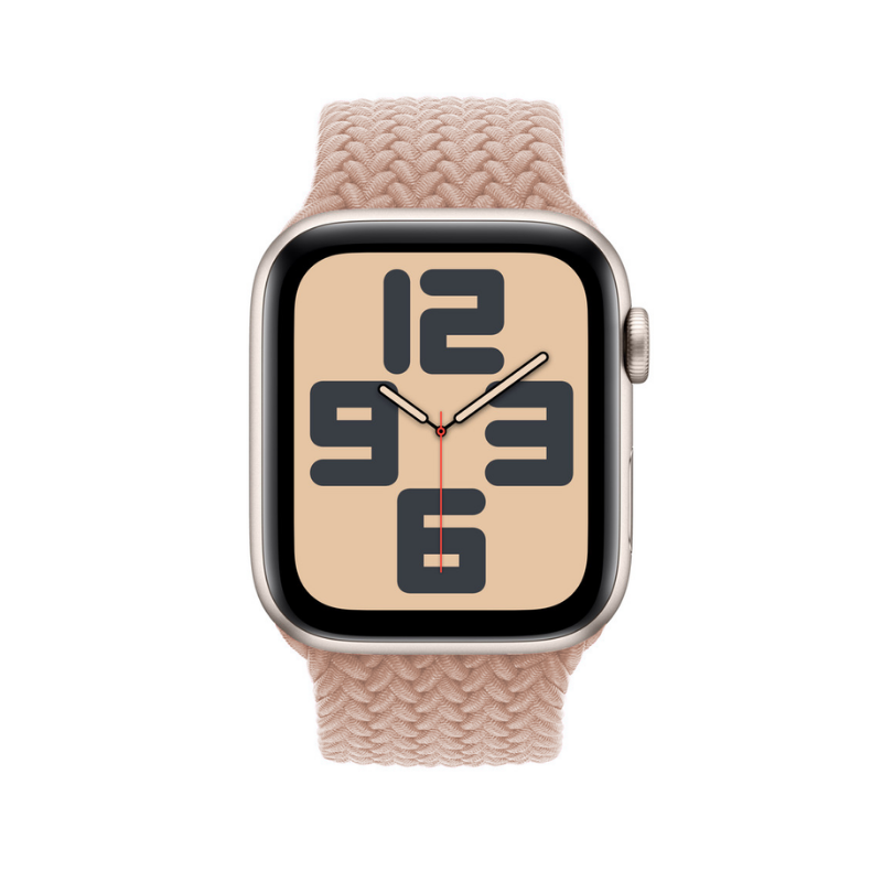 Sand Pink Braided Solo Loop Apple Watch Straps - Side View