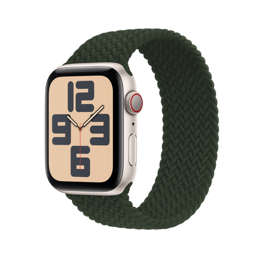 Sequoia Green Braided Solo Loop Apple Watch Straps - Full View