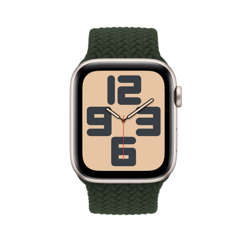 Sequoia Green Braided Solo Loop Apple Watch Straps - Side View