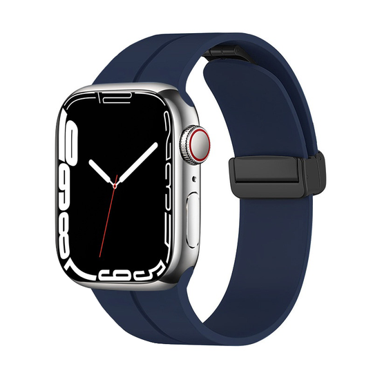 Magnetic Silicone Buckle Band for Apple Watch  1 to 8, SE & Ultra series